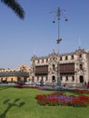 The ArchbishopÃ¢â¬â¢s palace and its balconies in Lima Royalty Free Stock Photo